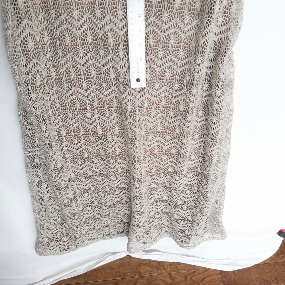 Sharagano Crochet Lace Overlay Nude Illusion Maxi Sheath Tank Dress Womens 10 L - Picture 11 of 14